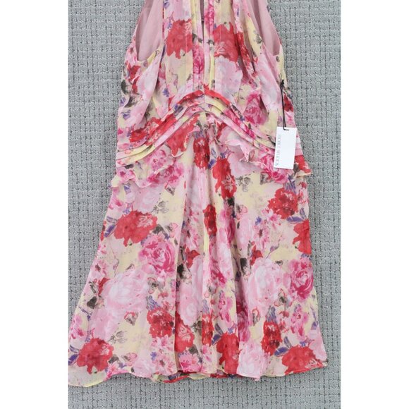 Floret Studios Flare Dress Womens Large Pink Floral Pattern Sleeveless Lined NWT - Picture 3 of 7